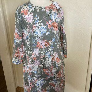 J Jill Love Linen Floral Caraway Fresh Bloom Dress